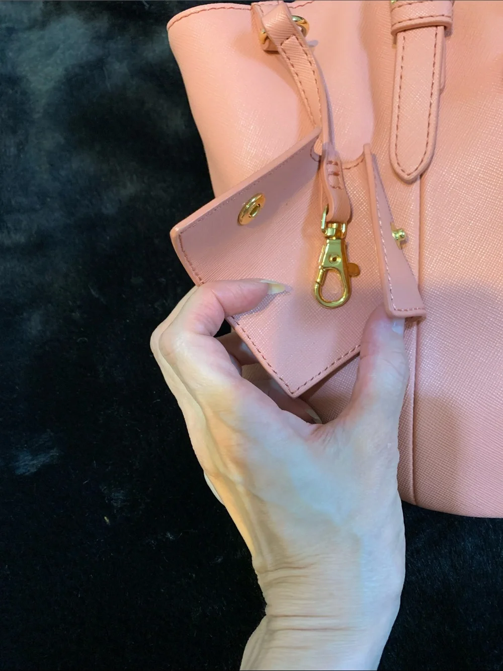 Samantha Vega Coral Tote with Bow Accent and Gold Hardware